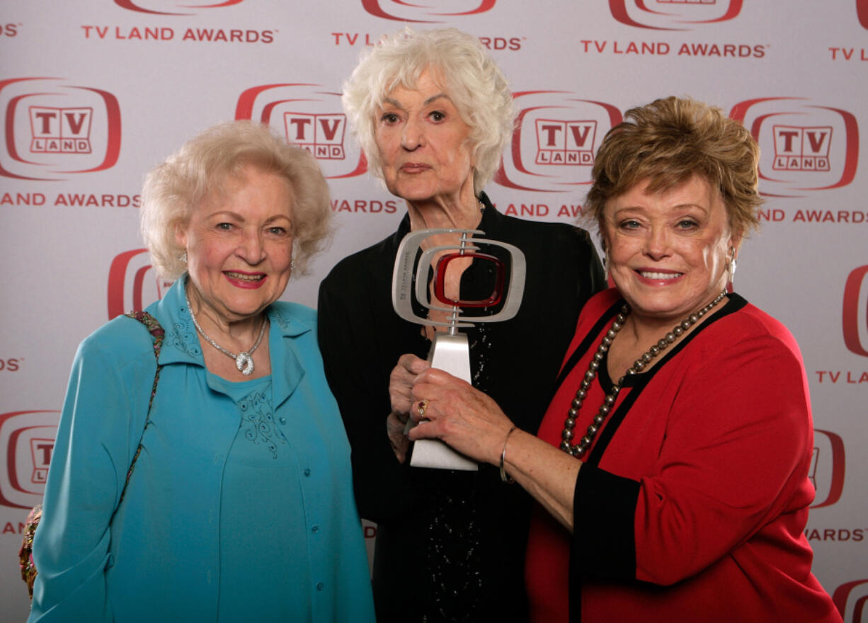 From left to right: &quot;The Golden Girls&quot; actresses Betty White, Beatrice Arthur and Rue McClanahan, winners of the &quot;Pop Culture&quot; award, pose for a portrait during the 6th annual &quot;TV Land Awards&quot; held at Barker Hangar on June 8, 2008, in Santa Monica, California.