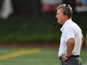 Skyview head football coach Steve Kizer looks out onto the field on Sept. 13, 2024, at Kiggins Bowl.