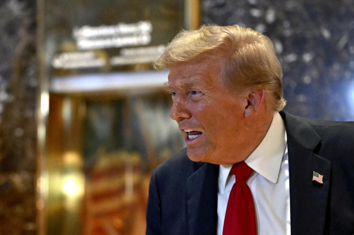 Former President and Republican presidential candidate Donald Trump delivers remarks to the press at Trump Tower in New York City on Sept. 26, 2024.