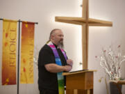 Rev. Steve King leads a Transgender Day of Remembrance service at Vancouver United Church of Christ on Sunday. King said the church aims to be open and affirming. &ldquo;We don&rsquo;t think that you are sinning because you are outside of the binary that we always talk about,&rdquo; he said.