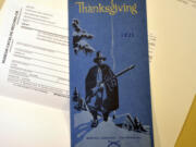 Thanksgiving and Christmas menus from the Vancouver Barracks archives.