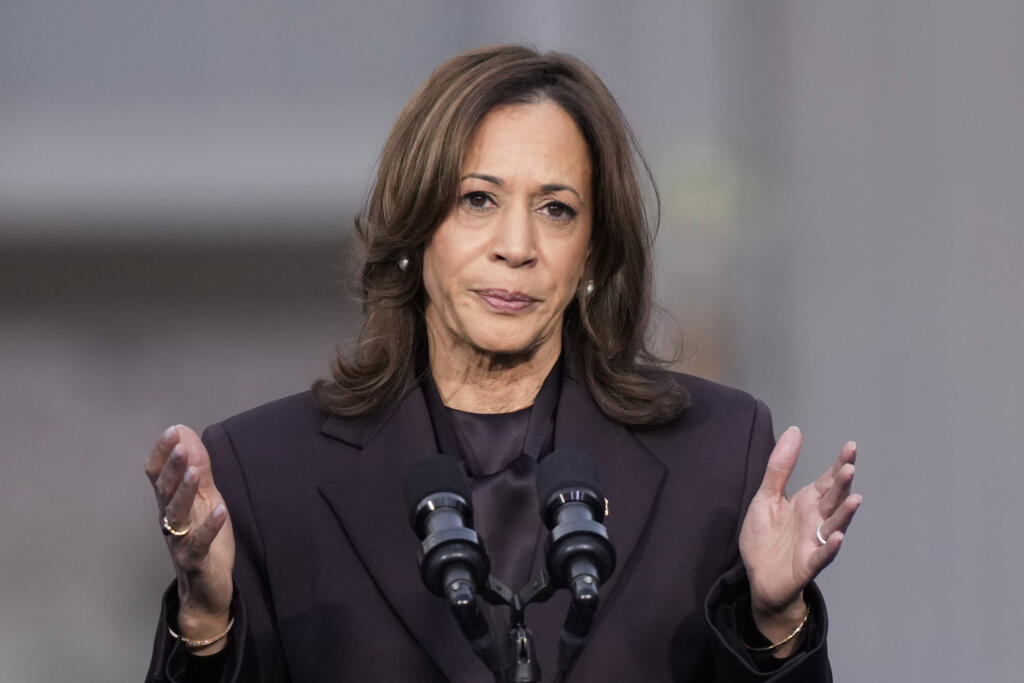 Vice President Kamala Harris delivers a concession speech for the 2024 presidential election on the campus of Howard University in Washington, Wednesday, Nov. 6, 2024.