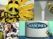 This combination of images from video shows scenes from Nasonex television commercials broadcast in the U.S. in the 2000s.