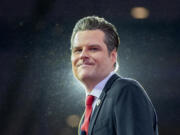 FILE - Rep. Matt Gaetz, R-Fla., departs after speaking during the Conservative Political Action Conference, CPAC 2024, at the National Harbor, in Oxon Hill, Md., Feb. 23, 2024.