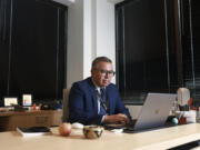 Gustavo Balderas, superintendent of Beaverton School District, works in his office at the district administrative office in Beaverton, Ore., Monday, Nov. 25, 2024.