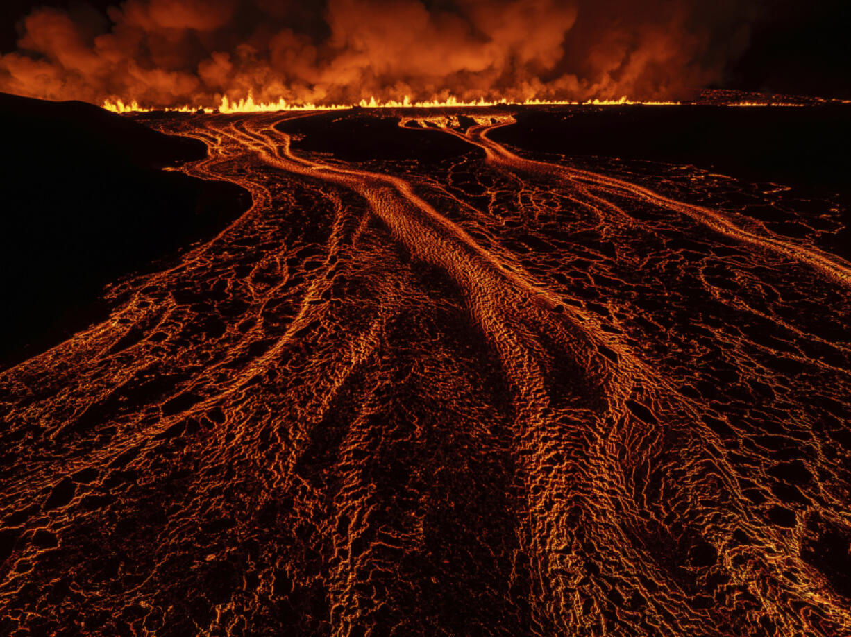 A new volcanic eruption that started on the Reykjanes Peninsula in Iceland, Wednesday, Nov.20, 2024.