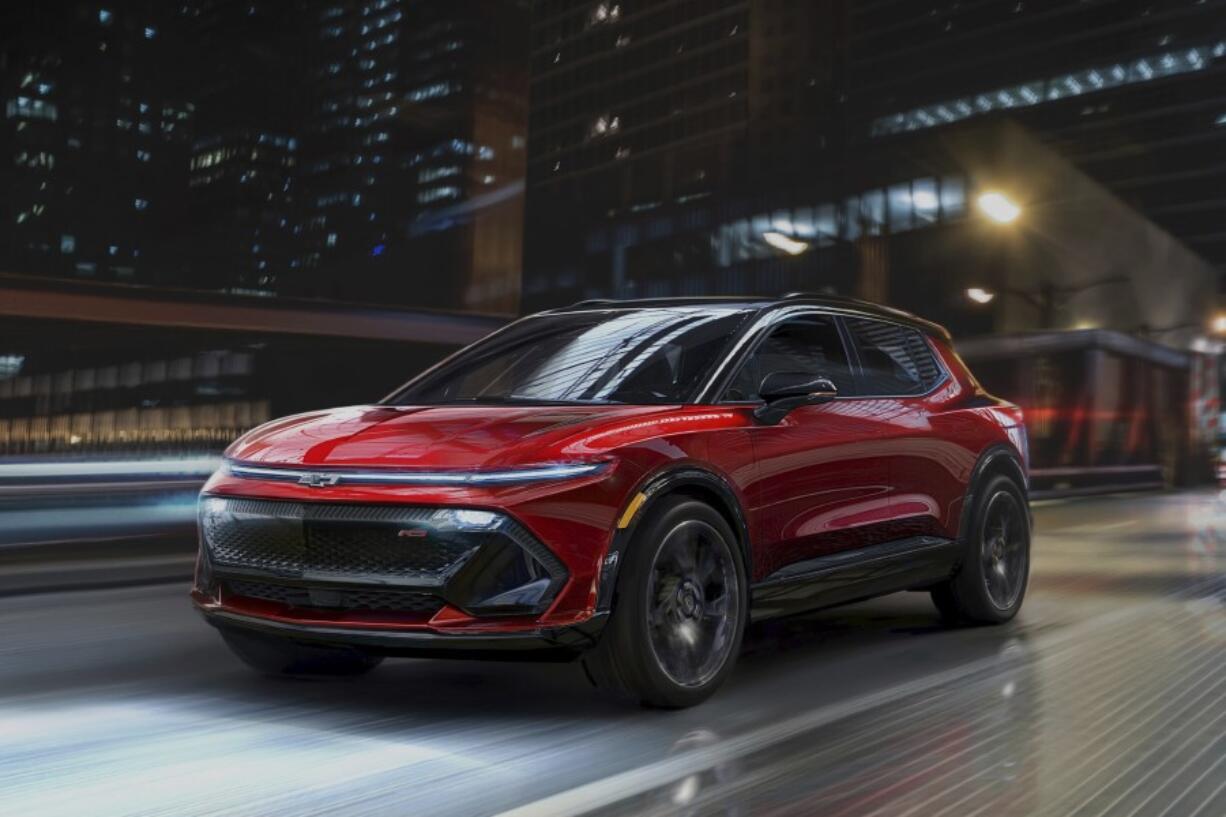 This photo provided by Chevrolet shows the 2025 Equinox EV. This electric small crossover SUV can go up to an estimated 319 miles on a charge.