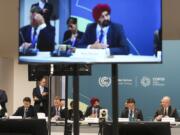 Ajay Banga, World Bank president, speaks during a roundtable session at the COP29 U.N. Climate Summit, Tuesday, Nov. 12, 2024, in Baku, Azerbaijan.