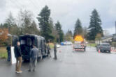 Law enforcement investigates a Clark County sheriff's deputy shooting on Thursday morning in Camas.