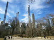 FILE - The luxury, residential skyscraper buildings of &quot;Billionaire&#039;s Row&quot; in Manhattan are visible from Central Park in New York, Feb. 20, 2022.