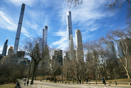 FILE - The luxury, residential skyscraper buildings of &quot;Billionaire&#039;s Row&quot; in Manhattan are visible from Central Park in New York, Feb. 20, 2022.