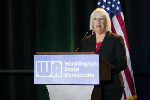 Sen. Patty Murray, D-Wash., speaks at the Washington State Democrats watch party on Election Day, Tuesday, Nov. 5, 2024, in Seattle.