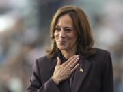 Vice President Kamala Harris gestures as she delivers a concession speech for the 2024 presidential election, Wednesday, Nov. 6, 2024, on the campus of Howard University in Washington.