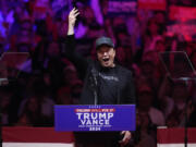 Elon Musk speaks before Republican presidential nominee former President Donald Trump at a campaign rally at Madison Square Garden, Sunday, Oct. 27, 2024, in New York.