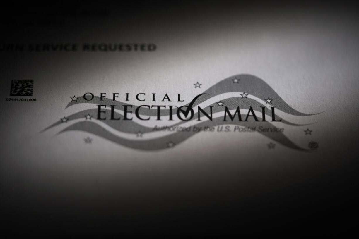 FILE - A mail-in official ballot for the 2024 General Election in the United States is shown in Pennsylvania on Oct. 8, 2024.