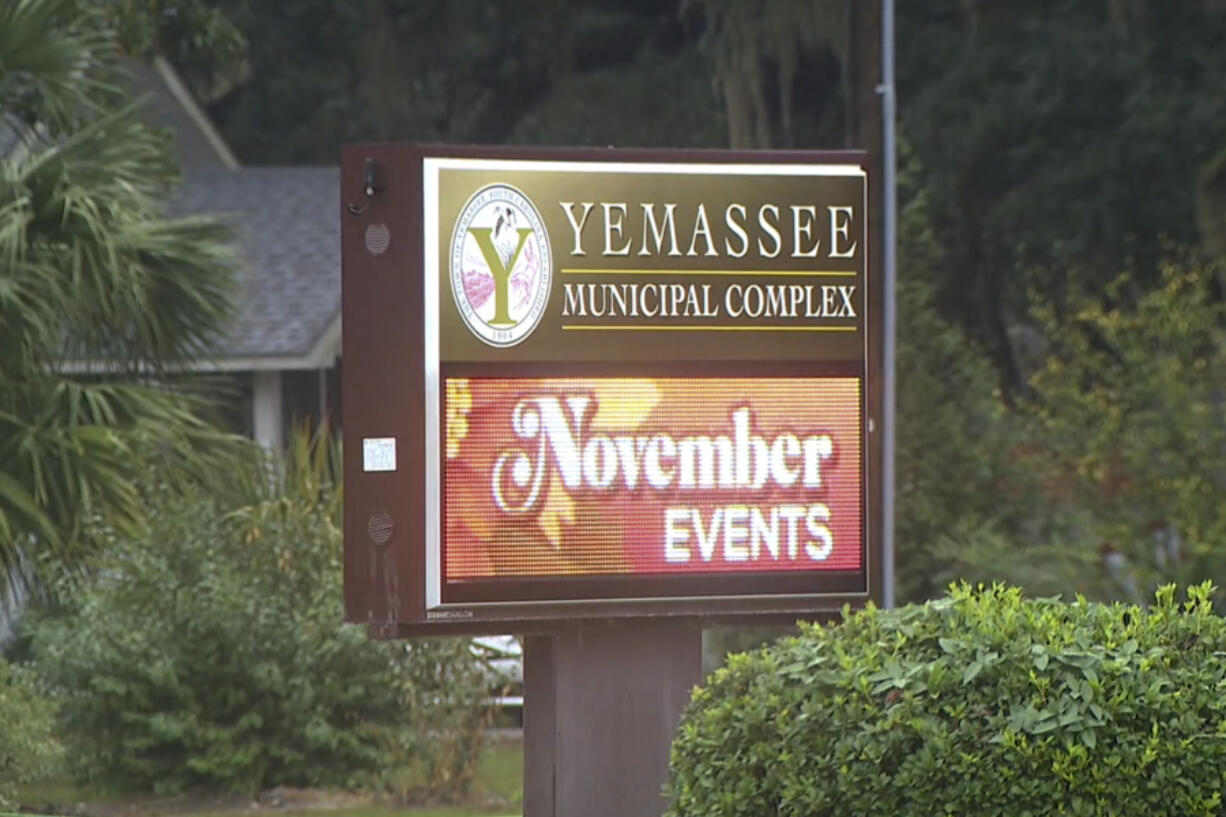 The Yemassee, S.C., sign is shown on Thursday, Nov. 7, 2024.