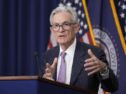 FILE - Federal Reserve Board Chairman Jerome Powell speaks during a news conference at the Federal Reserve in Washington, on Sept. 18, 2024.