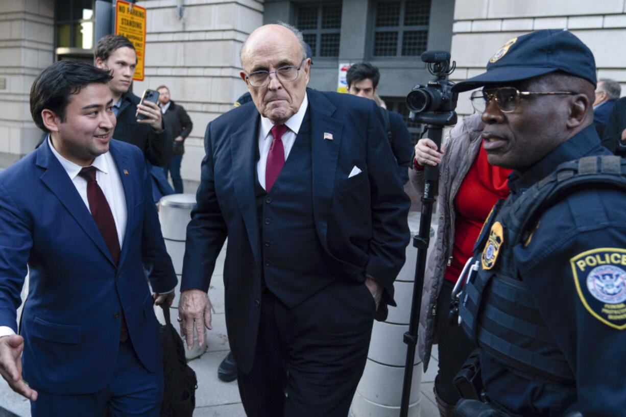 FILE - Former Mayor of New York Rudy Giuliani leaves the federal courthouse in Washington, Dec. 15, 2023.