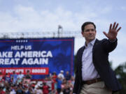 FILE - Sen. Marco Rubio, R-Fla., arrives to speak before Republican presidential candidate former President Donald Trump at a campaign rally at Trump National Doral Miami, in Doral, Fla., July 9, 2024.