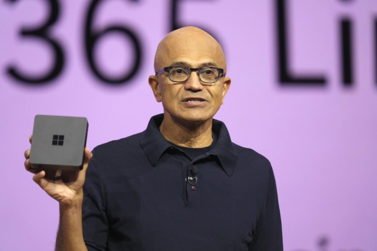 Microsoft CEO Satya Nadella introduces Windows 365 Link at the Microsoft Ignite conference Tuesday, Nov. 19, 2024, in Chicago.