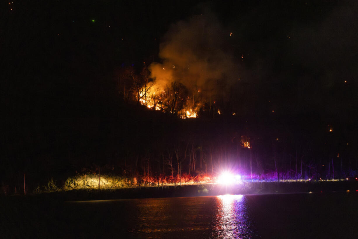 Wildfires burn along the New York and New Jersey border in Greenwood Lake, New York, Wednesday, Nov. 13, 2024.