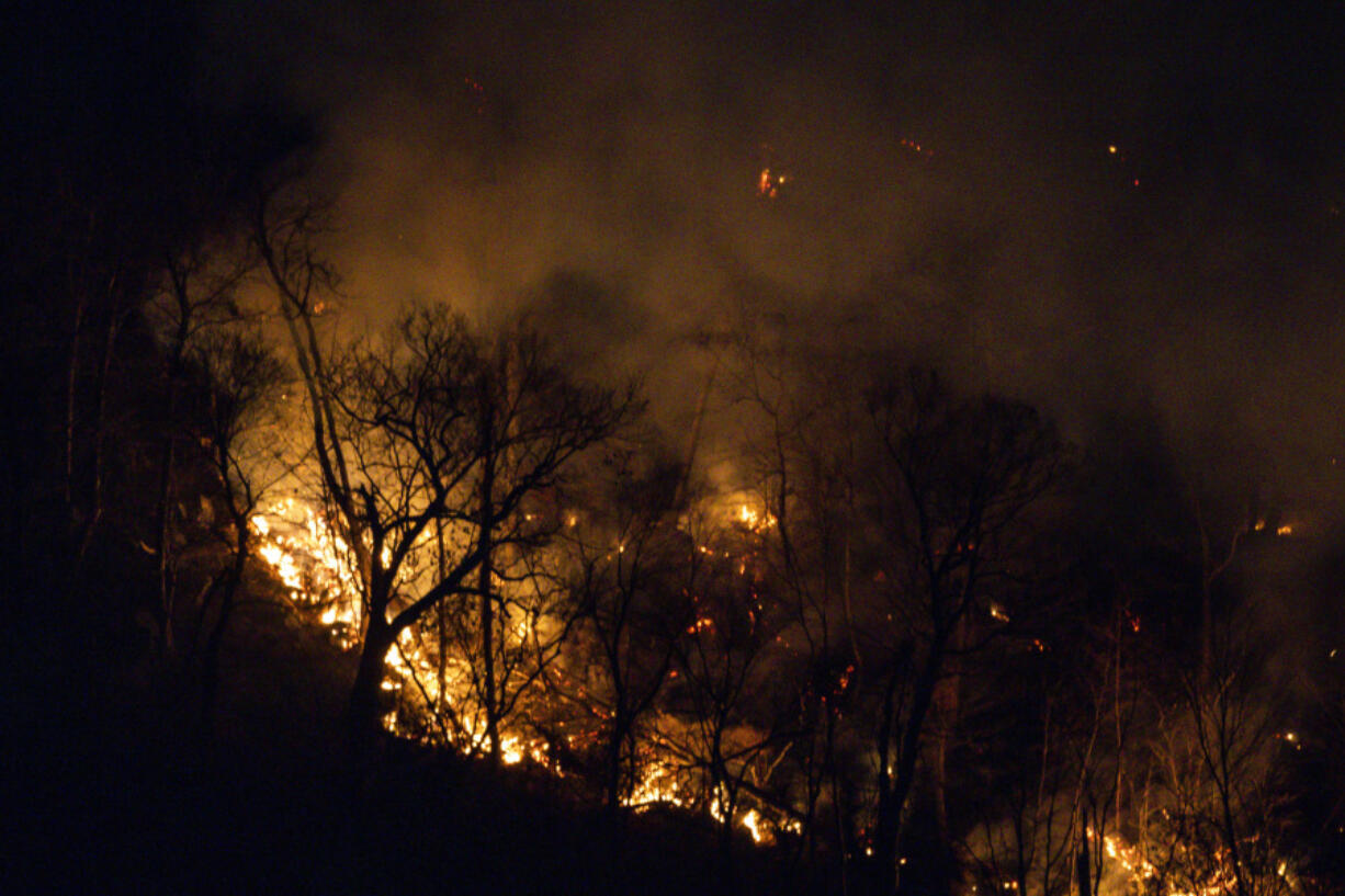 Wildfires burn along the New York and New Jersey border in Greenwood Lake, New York, Wednesday, Nov. 13, 2024.