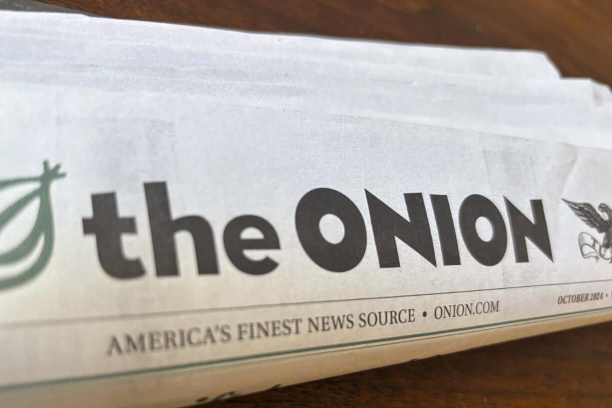 FILE - A copy of the satirical outlet The Onion is seen Thursday, Nov. 14, 2024, in Little Rock, Ark.