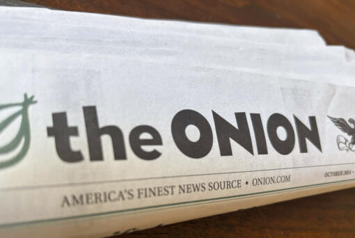 A copy of the satirical outlet The Onion is seen Thursday, Nov. 14, 2024, in Little Rock, Ark.