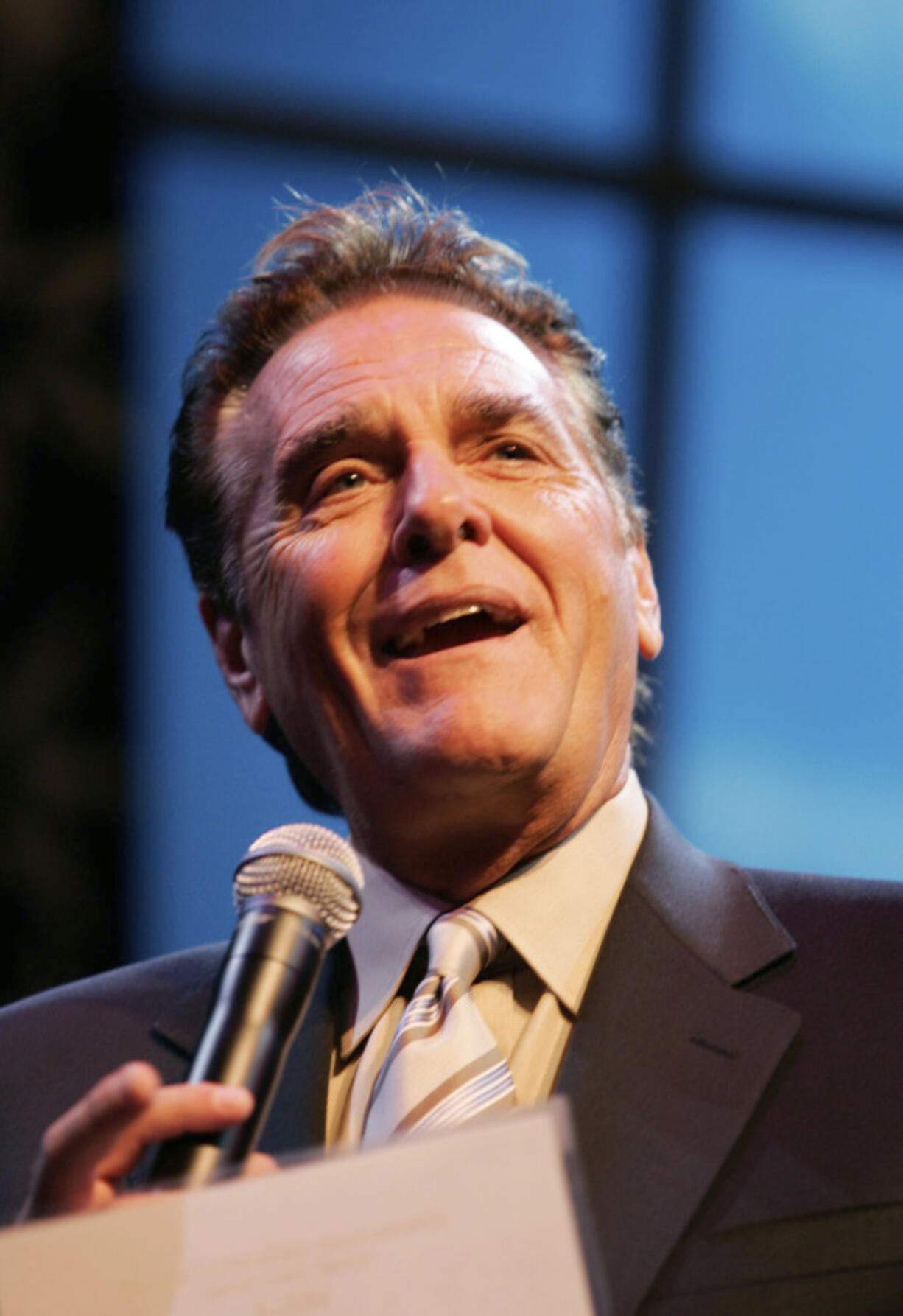 FILE - Chuck Woolery hosts a special premiere of the &ldquo;$250,000 Game Show Spectacular&rdquo; at the Las Vegas Hilton Saturday, Oct. 13, 2007, in Las Vegas.