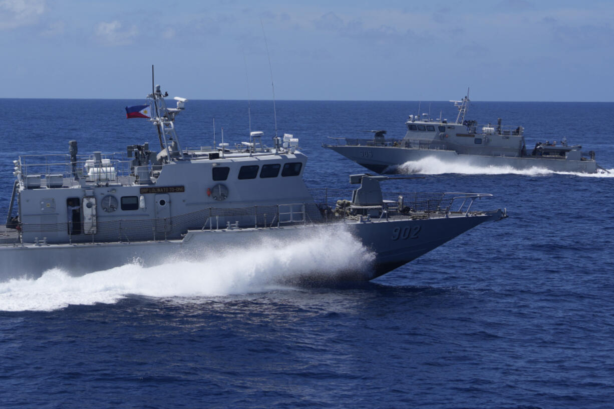 Philippine Fast Attack Interdiction Craft maneuvers as it participates in a joint Philippine military drill Wednesday, Nov. 6, 2024, at the disputed South China Sea, Philippines.