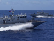 Philippine Fast Attack Interdiction Craft maneuvers as it participates in a joint Philippine military drill Wednesday, Nov. 6, 2024, at the disputed South China Sea, Philippines.