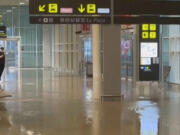 A view of a flooded part of the airport in Barcelona, Spain, Monday, Nov. 4, 2024.