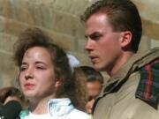 Susan and David Smith address reporters Nov. 2, 1994 during a news conference in Union, S.C. They pleaded for the safe return of their sons, 14-month-old Alex, and Michael, 3, who had been missing since an alleged car-jack-kidnapping over a week earlier.