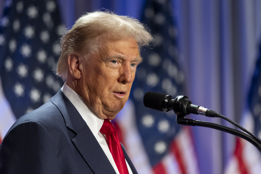 President-elect Donald Trump speaks at meeting of the House GOP conference, Wednesday, Nov. 13, 2024, in Washington.