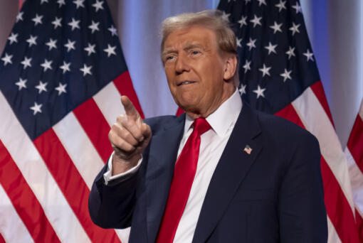 President-elect Donald Trump arrives to speak at a meeting of the House GOP conference, Wednesday, Nov. 13, 2024, in Washington.