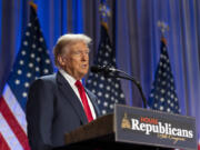 President-elect Donald Trump speaks at meeting of the House GOP conference, Wednesday, Nov. 13, 2024, in Washington.