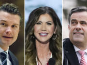 This combo image shows from left: Pete Hegseth, Kristi Noem and John Ratcliffe. (AP Photo/from left: Evan Vucci, J.