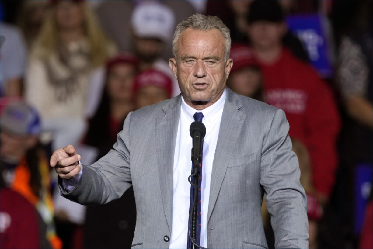 FILE - Robert F. Kennedy Jr., speaks before Republican presidential nominee former President Donald Trump at a campaign event Nov. 1, 2024, in Milwaukee.