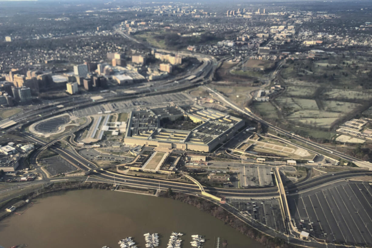 The Pentagon and the surrounding area is seen in this aerial view in Washington, Jan. 26, 2020.