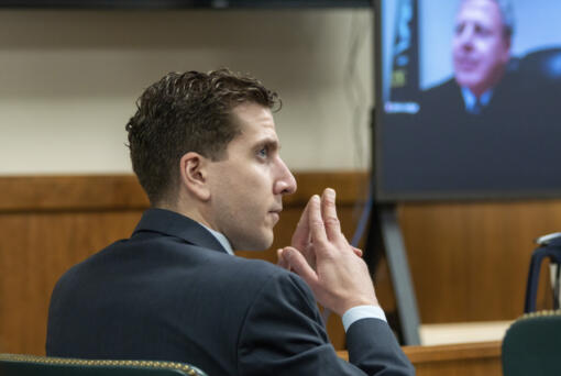 FILE - Bryan Kohberger listens to arguments during a hearing, Oct. 26, 2023, in Moscow, Idaho.