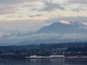 The last rays of sunshine over the Port Angeles Washington harbor.