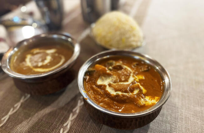 Deewani handi, malai kofta, and rice.