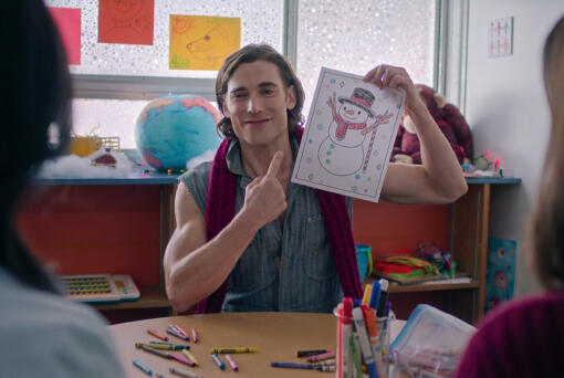 Dustin Milligan as Jack Snowman in "Hot Frosty." (Netflix)