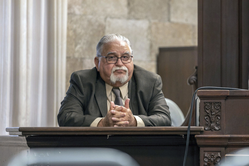 FILE -  Former Kansas City, Kansas, police detective Roger Golubski testifies, Oct. 24, 2022, at the Wyandotte County courthouse in Kansas City, Kan.