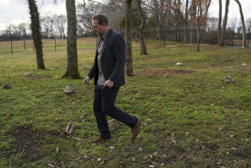 Archaeologist James Greene walks through a slave cemetery Monday, Dec. 9, 2024, in Nashville, Tenn. The site was discovered at The Hermitage, the home of former President Andrew Jackson.