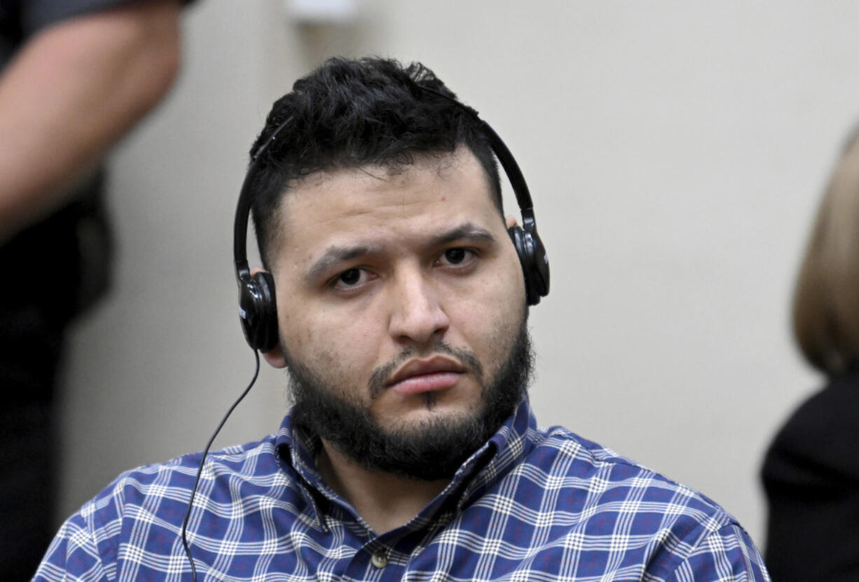 Jose Ibarra listens through an interpreter during his trial at Athens-Clarke County Superior Court, Wednesday, Nov. 20, 2024, in Athens, Ga.