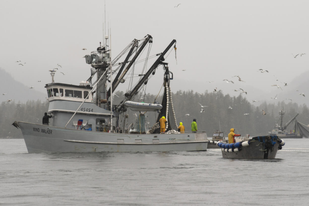 The fishing vessel Wind Walker fishes near Sitka, Alaska, March 29, 2022, during the Sitka Sound sac roe fishery.