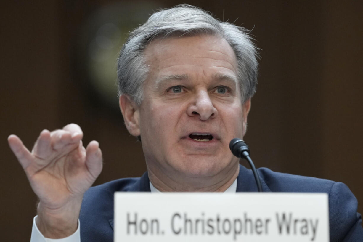 FILE - FBI Director Christopher Wray testifies before a Senate Judiciary Committee oversight hearing on Capitol Hill in Washington, Dec. 5, 2023.