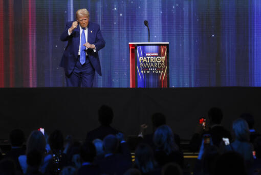 President-elect Donald Trump dances after speaking at the FOX Nation Patriot Awards, Thursday, Dec. 5, 2024, in Greenvale, N.Y.