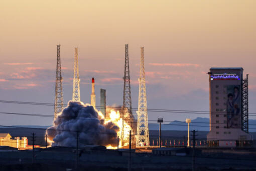 This photo released by the official website of the Iranian Defense Ministry on Friday, Dec. 6, 2024, shows the launching of Simorgh, or &ldquo;Phoenix,&rdquo; rocket at Iran&rsquo;s Imam Khomeini Spaceport in rural Semnan province, Iran.